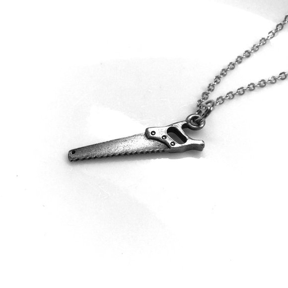 Miniature Saw Tool Charm Necklace - Picture 2 of 2